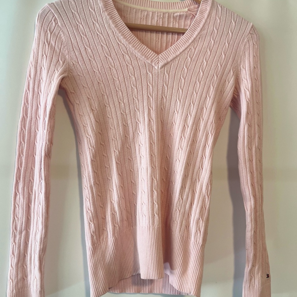 Women's Pink Cable Knit Sweater
